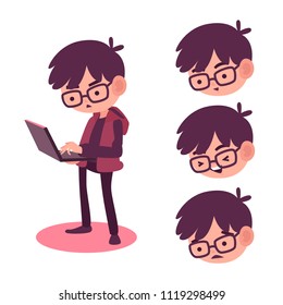 Geek, nerd and smart of character cartoon,Vector Illustrations