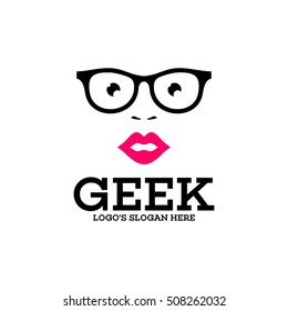 Geek, nerd, Smart logo design template