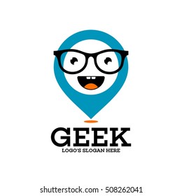 Geek, nerd, Smart logo design template