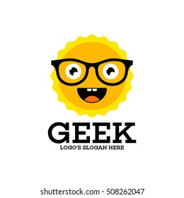 Geek, nerd, Smart logo design template