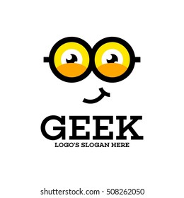 Geek, nerd, Smart logo design template