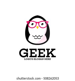 Geek, nerd, Smart logo design template