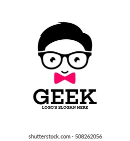 Geek, nerd, Smart logo design template