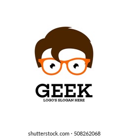 Geek, nerd, Smart logo design template