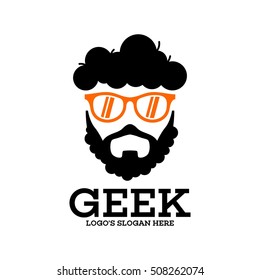 Geek, nerd, Smart logo design template