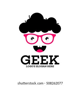 Geek, nerd, Smart logo design template