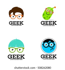 Geek, nerd, Smart logo design template