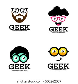 Geek, nerd, Smart logo design template