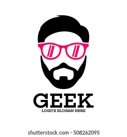 Geek, nerd, Smart logo design template
