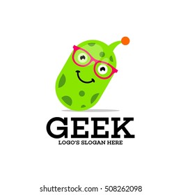 Geek, nerd, Smart logo design template