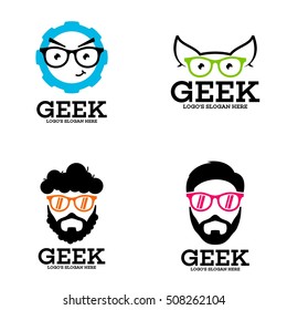 Geek, nerd, Smart logo design template