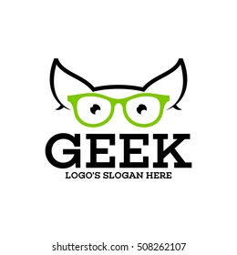 Geek, nerd, Smart logo design template