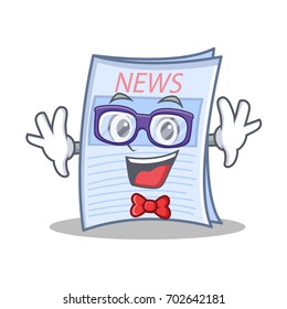 Geek newspaper character cartoon style