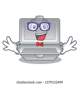 Geek open styrofoam isolated with the mascot