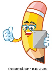 geek pencil cartoon character mascot vector design