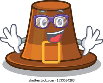 Geek pilgrims hat isolated with the cartoon