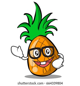 Geek pineapple cartoon character collection vector illustration