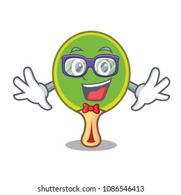 Geek ping pong racket character cartoon