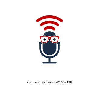 Geek Podcast Icon Logo Design Element