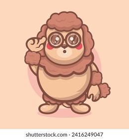 geek poodle dog character mascot with think gesture isolated cartoon in flat style design