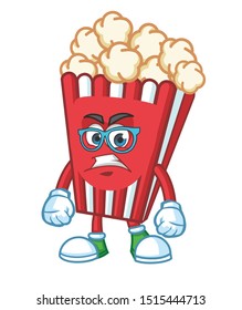 geek popcorn mascot character vector design