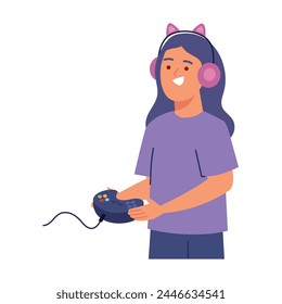 geek pride day girl with gamepad isolated