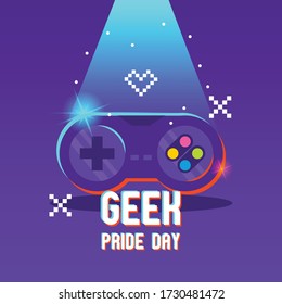 Geek pride day with illustration vector joystick design