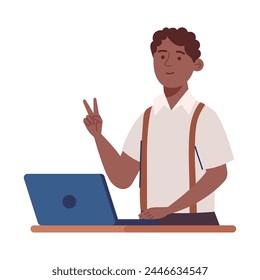 geek pride day man with laptop isolated
