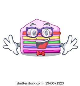 Geek rainbow cake isolated in the character