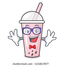 Geek raspberry bubble tea character cartoon