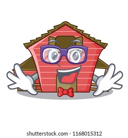 Geek a red barn house character cartoon