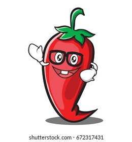 Geek red chili character cartoon