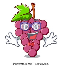 Geek red grapes fruit isolated in character