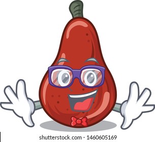 Geek red pears in a cartoon basket