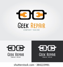 Geek Repair Logo. Logotype for maintenance service  business. 
