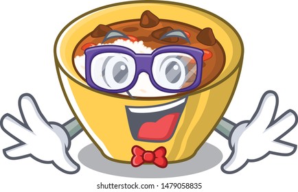 Geek rice curry isolated with the cartoon