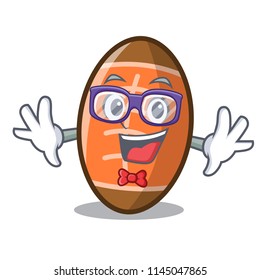 Geek rugby ball character cartoon