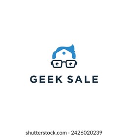 Geek Sale Store logo design vector illustration. Shop logo