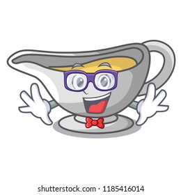 Geek sauce boat cartoon with tasty cheese