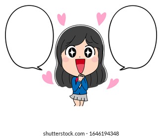 Geek schoolgirl illustration with speech bubble