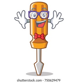 Geek screwdriver character cartoon style