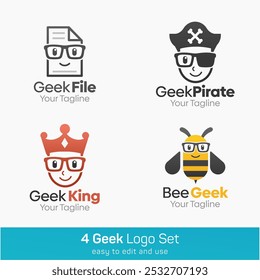 Conjunto de Modelos de Logotipo de Forma Geek. Bom para negócios, agência, comunidade e organização