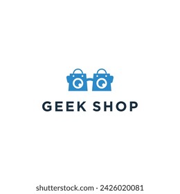 Geek Shop Store logo design vector illustration. Shop logo