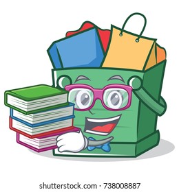 Geek shopping basket character cartoon