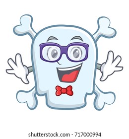 Geek skull character cartoon style