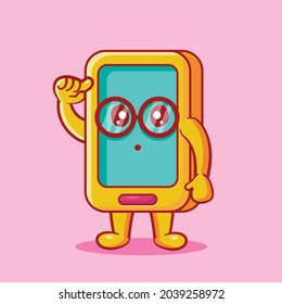 geek smartphone mascot isolated cartoon vector illustration 