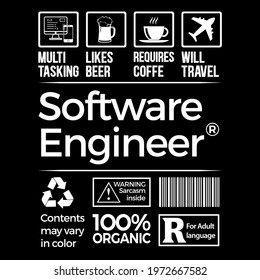 Geek: Software Engineer funny Illustration.
Software engineer, nerdy, geek design.