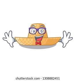 Geek straw hat in the shape mascot