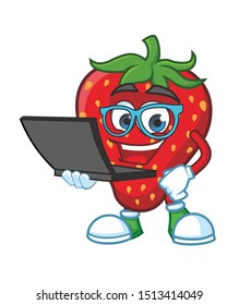 geek strawberry mascot character vector design