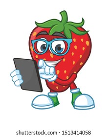 geek strawberry mascot character vector design